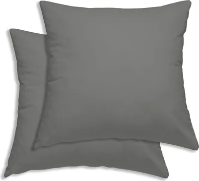 Produktbild von 2er Set Kissenbezug Kissenhülle 80x80 cm grau Uni Kopfkissenbezug Baumwolle