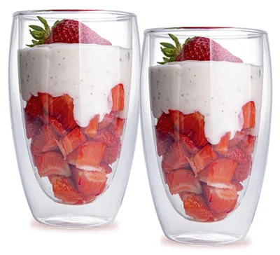 2er-Set doppelwandige XXL Thermogläser, Borosilikatglas, 380 ml