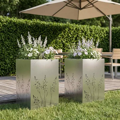Produktbild von Möbel Garten-Pflanzgefäß 2 Stk. Silber 50 x 50 x 75 cm Edelstahl - Beete &17459