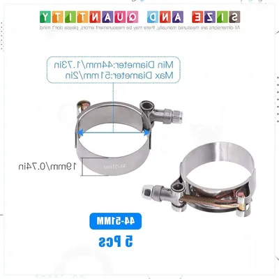 5 Stück RVS T-Bolzen-Schlauchschellen 44-51mm, Hauptbild
