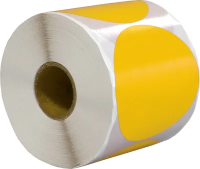 Produktbild von DULA Runde Etiketten - Gelb - 65mm - 500 Aufkleber auf Rolle - Siegel - Markierungspunkte - Leere runde Aufkleber auf Rolle