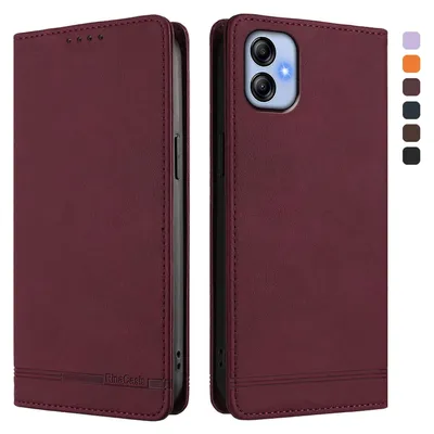 Produktbild von Hülle für Samsung Galaxy A04E, Retro Kunstleder Ständer Klapphülle mit Kartenfächer und Magnetische Rot
