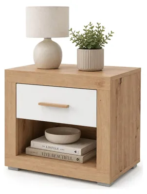 Produktbild von Varkal - Nachttisch, 52x35x47h cm Eiche Braun, eine Schublade