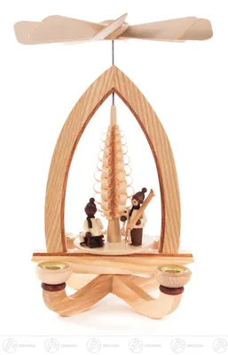 Produktbild von Pyramide mit Winterkindern, für Kerzen Ø 14mm  BxHxT 190 x 290 x 190mm NEU