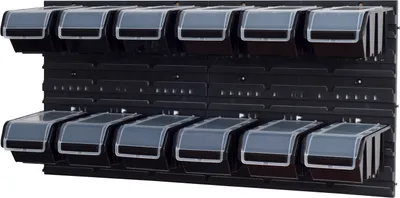 Produktbild von Set Wandregal Boxen 12 Stapelboxen  schwarz