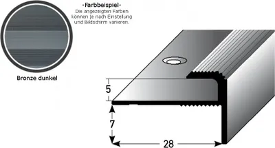 Produktbild von Einschubprofil "Stannington" mit Nase für Designbeläge, Einfasshöhe 5 mm, Aluminium eloxiert, gebohrt-bronze dunkel-900