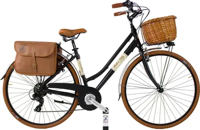 Produktbild von Dolce Vita by Canellini Fahrrad Citybike Frau Aluminium mit Korb und Tasche - Schwarz 46