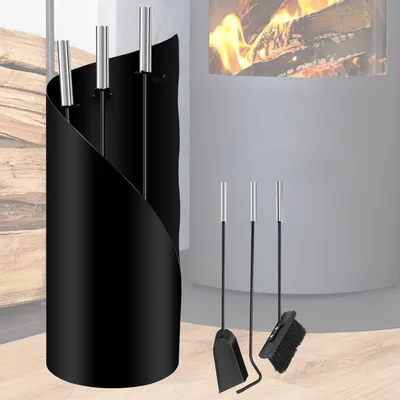 Immagine prodotto di Jopassy Set camino moderno 4 pezzi in acciaio inox nero