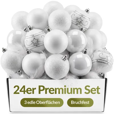 Immagine prodotto di CASARIA® Palline di Natale 24 pz Ø 6cm Opaco Lucido Glitter Addobbi Albero Decorazione Natalizia con Laccetti