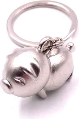 Produktbild von Onwomania Schlüsselanhänger Glücksschwein Schweinchen Silvester Symbol silber Anhänger Keychain