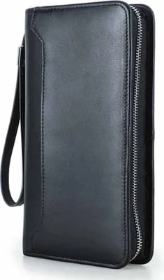 Produktbild von INF Schwarze Kunstleder Reisebrieftasche - RFID Schutz, Airtag Fach