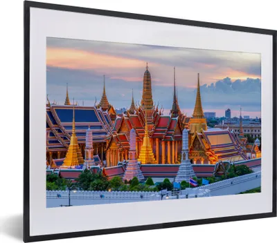 Produktbild von MuchoWow® MuchoWow® Gerahmtes Poster Palast - Thailand - Orange 40x30 cm - Poster mit zchwarzem Bilderrahmen - Bilderrahmen - Poster im Rahmen