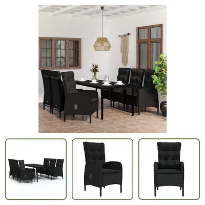 Produktbild von The Living Store 7-tlg. Garten-Essgruppe mit Kissen Schwarz