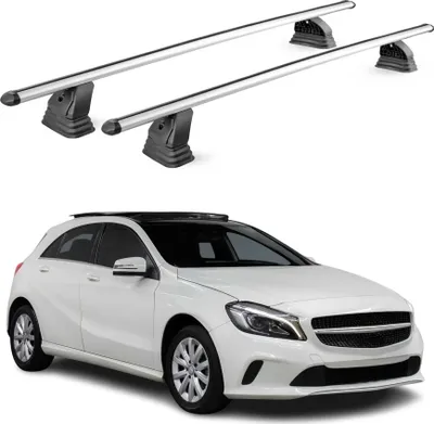 Productafbeelding van Aluminium dakkap voor Mercedes A-klasse W176 (2012-2018), met T-gleuf, draagvermogen 75 kg, 2-delig, zilver