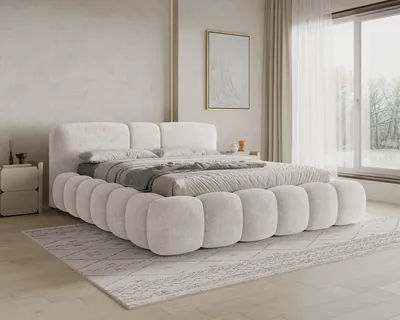 Produktbild von Chilly Möbel Design Bett Bianco - Komfort Polsterbett mit Bettkasten, Metallrahmen, Stauraum und gepolstertem Kopfteil 200x200 cm / Monte / Beige