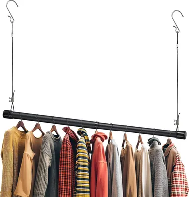 Zdjęcie produktu dla Wieszak na ubrania, matowy, czarny, 120 cm, 3 sztuki, do przechowywania ubrań