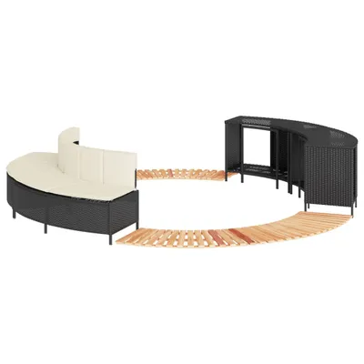 Produktbild von Whirlpool-Umrandung Schwarz Poly-Rattan und Massivholz Akazie