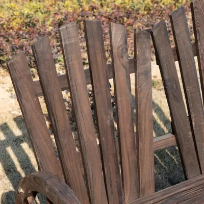 Produktbild von Sitzbank 108x66x95 cm Dunkelbraun Massivholz Gartenbank Mit Armlehne Rustikale Bank Gartenmoebel
