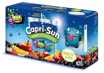 Obrázek produktu pro Capri Sun Monster Alarm, 200 ml, Multivitamin, Jablko, Černý rybíz, Strawberry, Barvivo, Konzervant, 36 kcal, 153 kJ