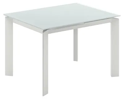 Immagine prodotto di Tavolo Allungabile Frame con Top in Vetro Extrawhite e Struttura in Metallo Bianco Opaco - Dimensioni 120-170x80x75 cm - Design Moderno