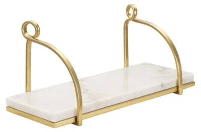 Obrázek produktu pro Elegantní odkládací stolek ve tvaru písmene C ze zlatého kovu a černého skla, rozměry 45,5 × 25,5 × 60 cm