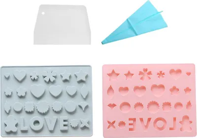 Produktbild von 2 Stück LOVE Chocolate Gummy Moulds Mit 26 Mulden, Antihaft-Silikon-Backformen Für Die Herstellung Von Eiswürfeln, Gelee, Schokolade, Seife, Zum Formen Von Bonbons, Mit Spritzbeutel Und Schaber