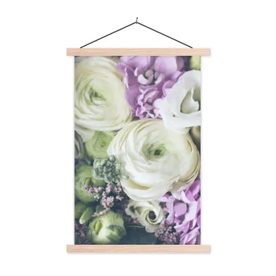 Produktbild von MuchoWow® Textilposter Blumen - Rosen - Natur 40x60 cm mit holzfarbenen Rahmen - Poster