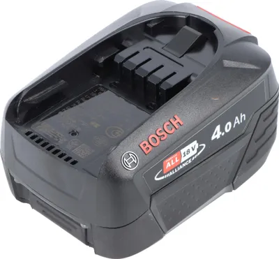 A black Bosch 18V 4.0Ah lithium-ion battery pack.