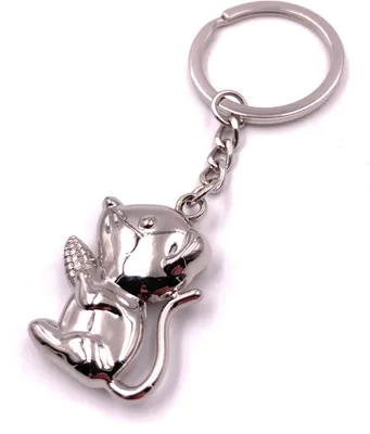 Immagine prodotto di Onwomania portachiavi mouse con dado cibo argento ciondolo portachiavi