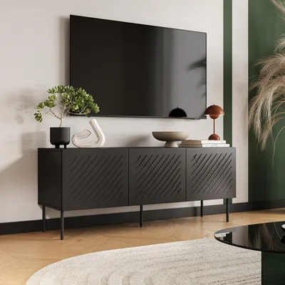 Immagine prodotto di Dmora Mobile Porta tv Termoli 150.5x42x60h cm Nero, un Ripiano
