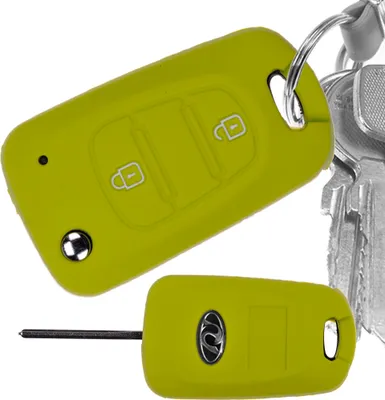 Produktbild von Auto Schlüssel Hülle Silikon Schutz Cover Apfelgrün kompatibel mit Kia Picanto Rio Sportage Hyundai Elantra Accent 2 Tasten Klappschlüssel