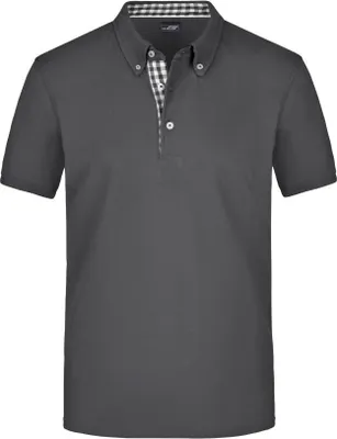 Produktbild von Button-Down-Polo mit modischem Einsatz graphite/graphite-white, Gr. S