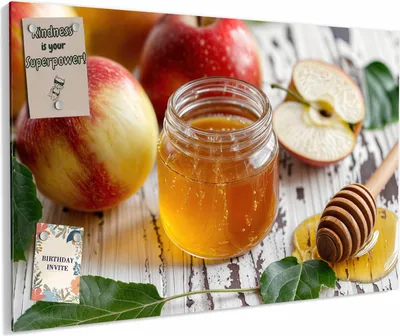 Produktbild von Magnettafel 60x40cm magnetisch & beschreibbar Metall-Board - Äpfel und Honig