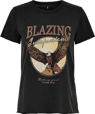 Produktbild von ONLY Bedrucktes T-Shirt Kurzarm Printed Rundhals Top mit Schrift ONLLUCY Größe: M