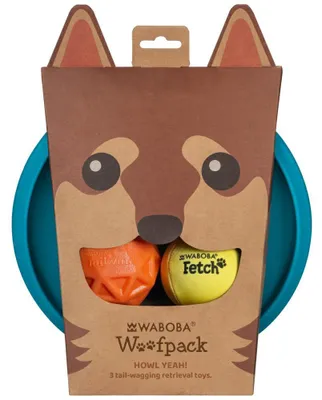 Immagine prodotto di Set di giocattoli per cani Waboba Woof Pack: disco da lancio palla gonfiabile palla d'acqua palla per cani
