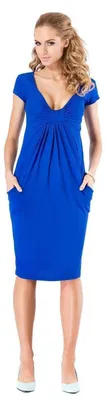 Produktbild von Damenn Minikleid Top Kleid V-Ausschnitt ; Blau M/L 38/40