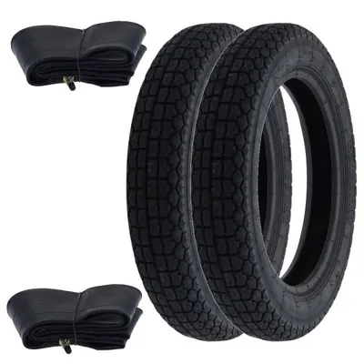 Produktbild von 2x Heidenau K38 Klassik Rollerreifen + Schlauch 3.00-12 47J TT - Blockprofil