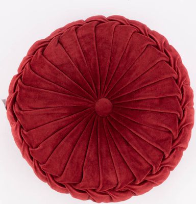 Kissen Samtkissen rund bordeaux rot 40x12cm