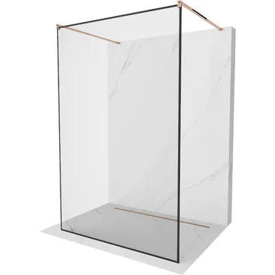 Obrázek produktu pro Mexen Kioto volně stojící sprchová zástěna 140 x 200 cm, Průhledné/Černý vzor 8 mm, Zlatorůžová - 800-140-002-60-70