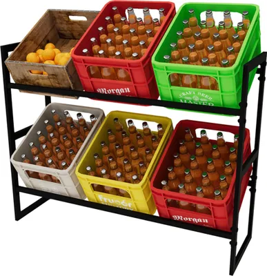 Produktbild von HMOREY Stojan na prepravky na nápoje Kuchynský stojan 6-8 prepraviek Stojan na prepravky na pivo Pevný stojan na nápoje 104x32x82 cm
