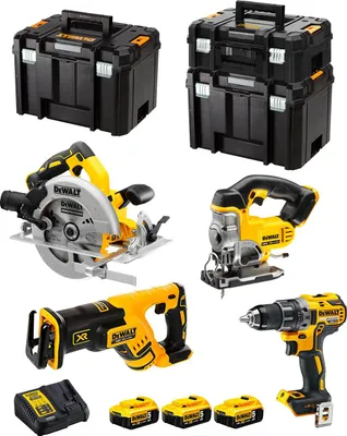 Immagine prodotto di Pacchetto combinato DeWALT DCK421P3T-QW 18V 5Ah - trapano avvitatore DCD791, sega circolare portatile DCS570, seghetto alternativo DCS331, sega alternativa DCS367, caricabatterie rapido, 3x batterie 5Ah