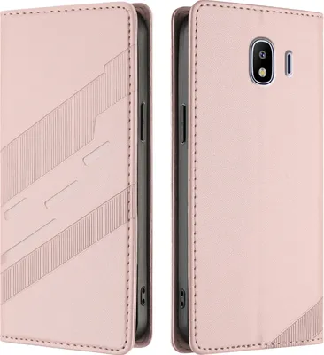 Produktbild von Hülle für Samsung Galaxy J4 2018, Kunstleder Brieftaschen Handyhülle mit Kartenfach und Standfunktion Pink