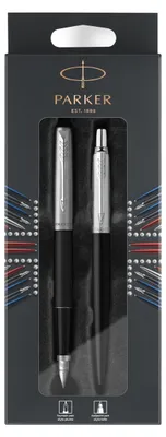 Produktbild von PARKER Schreibset Jotter Füllfederhalter M & Kugelschreiber M Bond schwarz/silber Geschenkverpackung