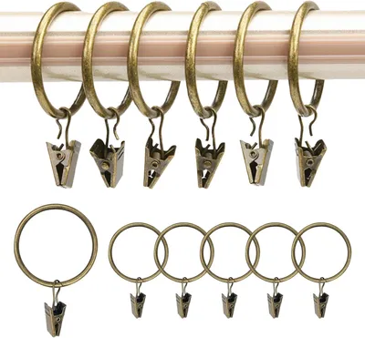 Produktbild von Gardinenringe 30 Stück, Metall 32 mm, rostfreie Clips, für Vorhänge und Gardinenstangen