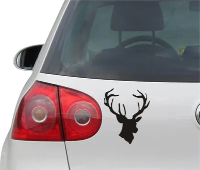 Produktbild von Aufkleber / Autoaufkleber - JDM - Die cut - DEER HEAD Hunting Buck - Auto, Truck, Notebook, Laptop - schwarz - 114mmx139mm