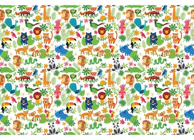 Produktbild von Kinderzimmer-Möbelaufkleber mit Dschungeltieren, 40 x 60 cm