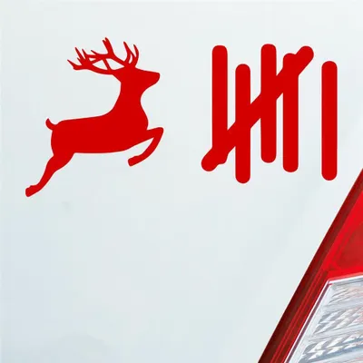 Produktbild von Auto Aufkleber Strichliste Tally List Hirsch Winter Deer 15x8 cm Rot Sticker Heckscheibenaufkleber