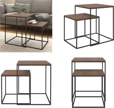 Immagine prodotto di vidaXL Set di tavolini da caffè 2 pezzi in legno e metallo - Set di tavolini - Set di tavolini - Set di tavolini da caffè