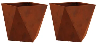 Productafbeelding van Stalen Bloembakken, Set van 2, 40 x 40 x 40 cm, Roestkleurig