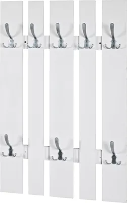 Produktbild von HAKU Möbel Wandgarderobe weiß-edelstahloptik - Maße: B 65 cm x H 100 cm x T 9 cm; 14394